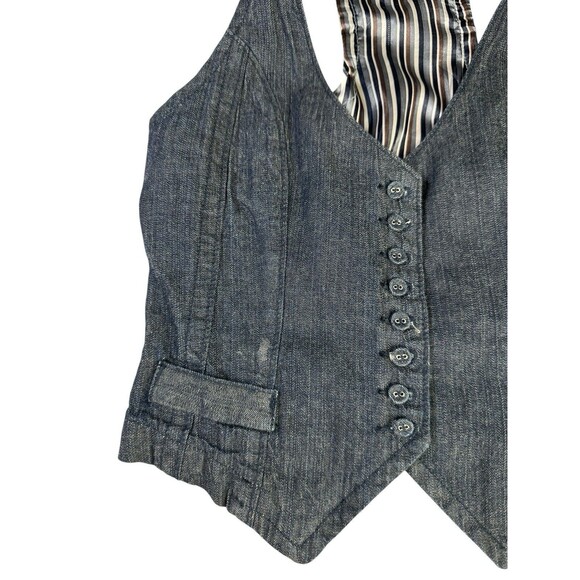 Y2K Vintage WET SEAL Vest Denim Striped Buttons Sz XS - Picture 2 of 9